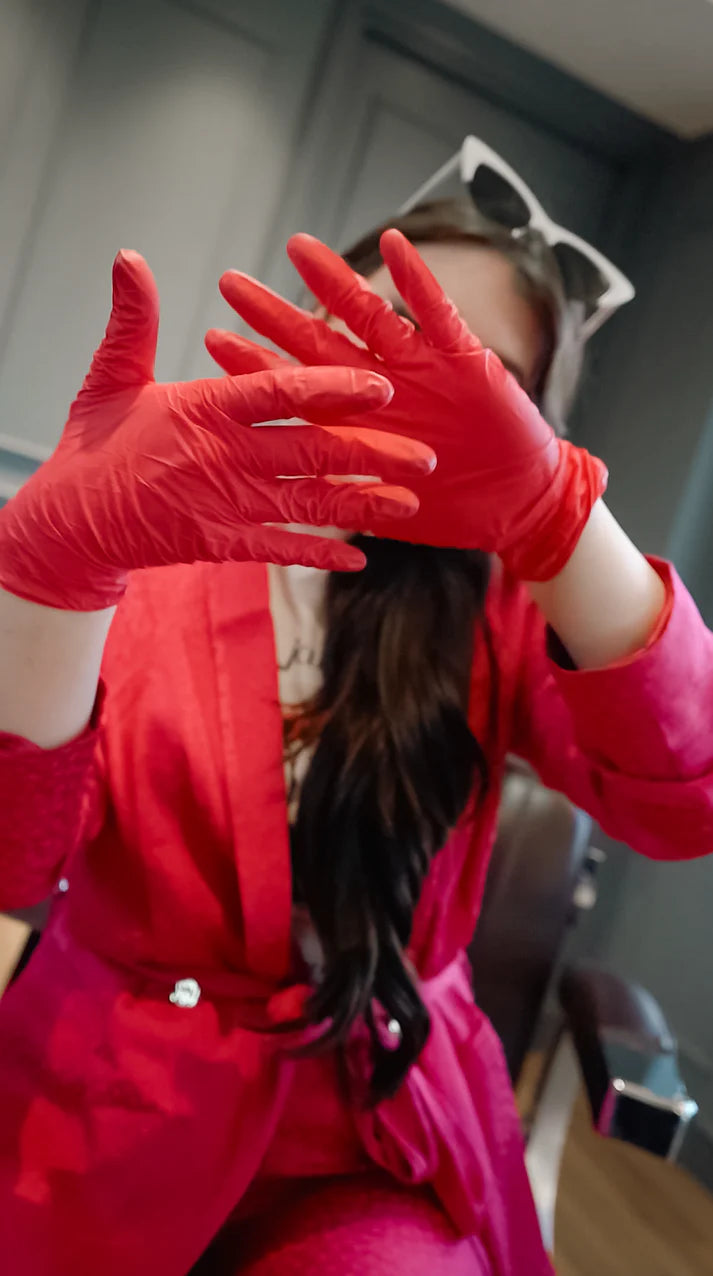 NITRILE GLOVES - RED-ISH - MEDIUM